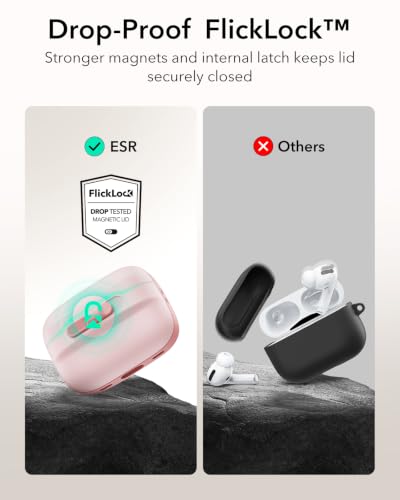 ESR for AirPods Pro 2 Case (2023/2022/2019), Compatible with MagSafe, Pink | Compatible with Airpods Pro (USB-C/Lightning Cable), Magnetic Lid, Full Drop Protection Cover with Lanyard - color: Pink, size: Airpods Pro 2&1 Case