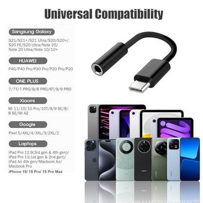 Fidioto Black & White 4 Pack USB-C to 3.5mm Jack Adapter | Aux to USB C Adapter for Headphones Cable, Compatible with iPhone 17/16 Pro Max/16 Pro/16 - color: Black&White, size: 4 Pack