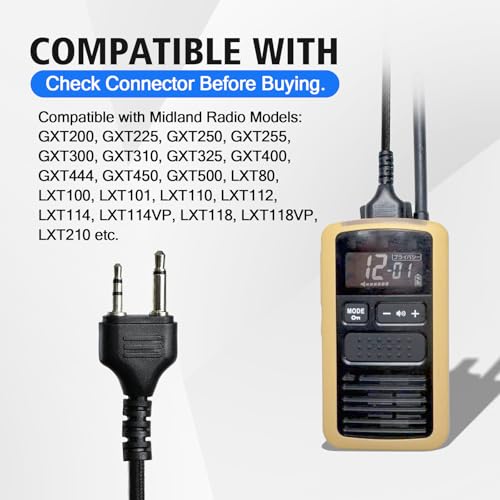 One-side Walkie Talkie Headphones Over The Ear Ptt Headset Boom Microphone Headband Earpiece for Midland 2pin Walkie Talkies (Big Earmuff)