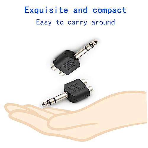 3pcs 1/4" 6.35mm/6.5mm Stereo Male to Dual RCA Female Adapter Stereo Male to Dual RCA Female Audio Adapter for Sound Equipment (Double Channel) - color: 2PCS 2RCA TO 6.35MM
