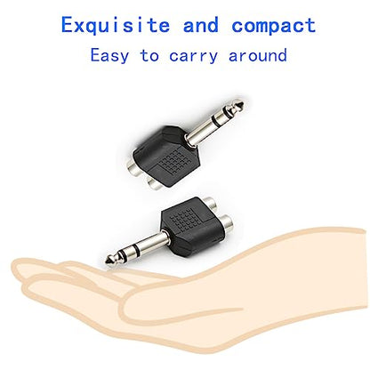 3pcs 1/4" 6.35mm/6.5mm Stereo Male to Dual RCA Female Adapter Stereo Male to Dual RCA Female Audio Adapter for Sound Equipment (Double Channel) - color: 2PCS 2RCA TO 6.35MM