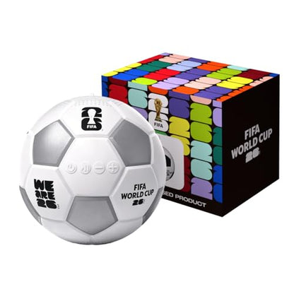 FIFA World Cup 2026 Wireless Bluetooth Speaker - Portable Soccer Ball Shaped Smart Speaker with Dynamic RGB LED, Loud Stereo Sound, Mini Wireless Speaker with TF Card & Lanyard Hole (White)