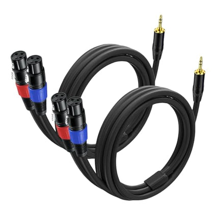 2 Pack 3.5mm TRS to 2 XLR Cable 6.6 FT for Microphone, Smartphone, Tablet, Laptop, Unbalanced 1/8 TRS Male to Dual XLR Female, Y Splitter Aux to Dual XLR Breakout Cable, Plated Pure Copper Conductors - size: 6.6 foot, style: 3.5mm TRS to XLR female, 2 Pac