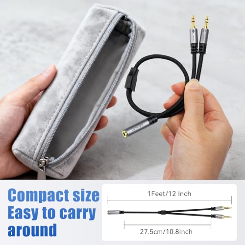 2-Pack Headphone Gaming for Computer,3.5mm TRRS Female to Dual 3.5mm TRS Male Mic Audio Jack Y Splitter Cable, 1/8inch 2-in-1 Dual-Stereo Jack Gaming Headset Earphones Combiner Cable for PC Laptop-1FT - color: 3.5mm TRRS 1 Female to 2 TRS Male Splitter, s