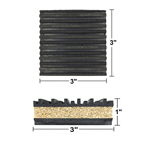 PneumaticPlus Anti Vibration Rubber & Cork isolation pads, Pack of 4 (3" X 3" X 7/8") - size: 3" X 3" X 7/8"
