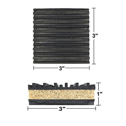 PneumaticPlus Anti Vibration Rubber & Cork isolation pads, Pack of 4 (3" X 3" X 7/8") - size: 3" X 3" X 7/8"
