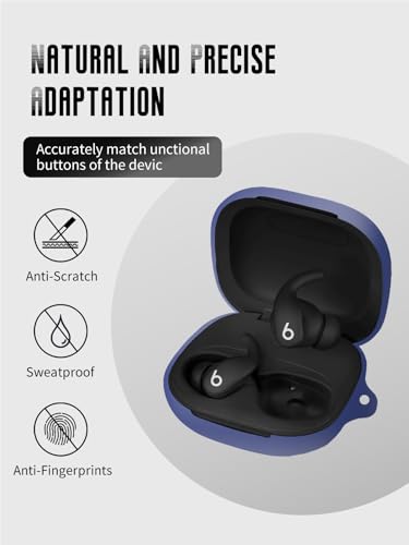 Case for Beats Powerbeats Fit Earbuds 2025 (Blue) | Soft Silicone Protective Cover with Carabiner and Lanyard, Shockproof - color: Blue