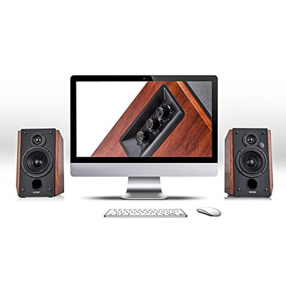 Edifier R1700BT Bluetooth Bookshelf Speaker - Active Near-Field Studio Monitors - Powered Speakers 2 Setup Wooden Enclosure - 66w RMS - color: black and walnut