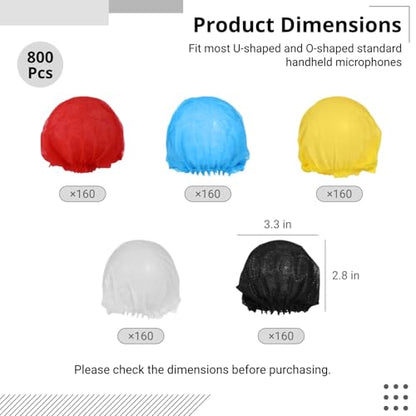 800 Disposable Non-Woven Microphone Windscreens, Elastic Protective Covers for Handheld Mics, Individually Wrapped for Karaoke, Recording & Performance