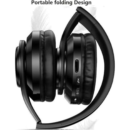 Over Ear Wireless Headphones with Noise Reduction, Mic Deep Bass HiFi Stereo, Foldable Lightweight LED Headset for PC Home Travel Office (White) - color: White