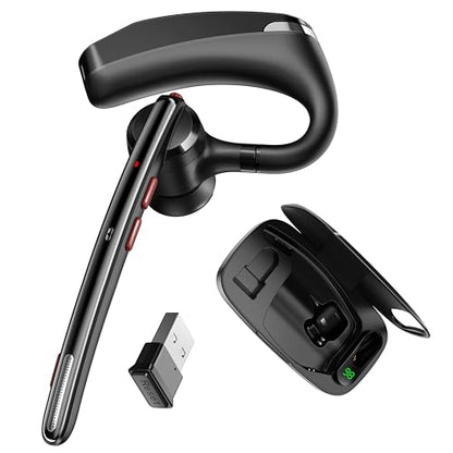 Bluetooth Headset V5.3, Wireless Headset with Dual Noise-Canceling Mics, Portable Charging Case, 300H Standby Time, Hands Free Headphones for PC/Cell Phones, Trucker/Office/Work (Anthracite)