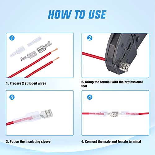 Nilight 480PCS Insulated Male and Female Spade Terminals | Open Barrel Copper Crimp Electrical Tin Plated Wire Connector 22-16AWG 22-14AWG 18-14AWG for Automotive Car Audio Speaker Wiring Projects - color: 480PCS Crimp Terminals