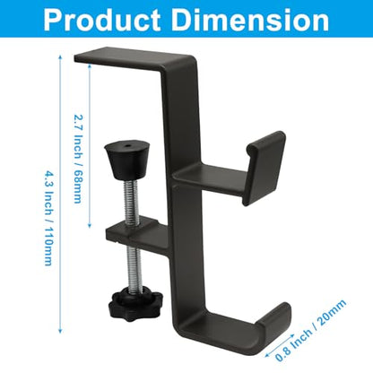 Desk Hooks for Bag & Headset Stand, Gray | Purse Hook for Table, Space-Saving Under Table Hanger, Aluminum - color: Gray