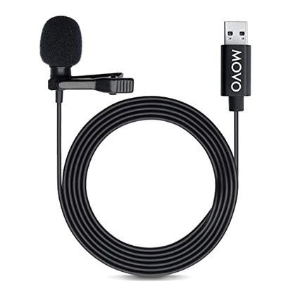 Movo M1 USB Lavalier Microphone for Computer, Clip-On Lapel Mic, 20 ft Cord - size: Small
