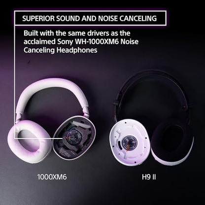 Sony INZONE H9 II Wireless Noise Cancelling Gaming Headset, White | Lightweight, WH-1000XM6 Drivers, Detachable Cardioid Mic, 2.4GHz/BT/3.5mm, Soft Case, PC/PS5/Switch/Mobile, 30 Hr Battery - color: White