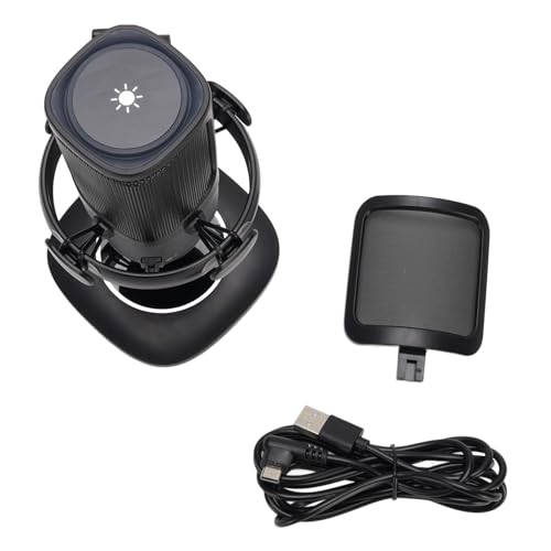 Dpofirs Gaming USB Microphone with RGB, Cardioid Condenser for PC, Streaming, Podcast - Pop Filter, Touch Control, Volume Knob, Instant Mute