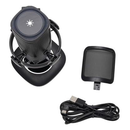 Dpofirs Gaming USB Microphone with RGB, Cardioid Condenser for PC, Streaming, Podcast - Pop Filter, Touch Control, Volume Knob, Instant Mute