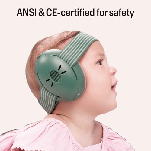 Alpine Muffy Baby Ear Muffs Noise Protection | Toddler Ear Protection | For babies up to 4 years | 24dB Sound Reduction | Baby Hearing Protection | Noise Reduction | Baby Essentials New Mom Gifts - color: Sage