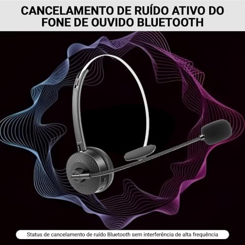 Bluetooth Headset with Mic, Wireless On Ear Headphones with Noise Cancelling Microphone for Trucker, Hand Free Wireless Headset for Cellphone