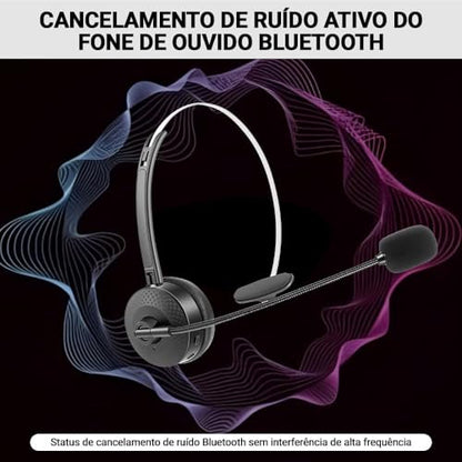 Bluetooth Headset with Mic, Wireless On Ear Headphones with Noise Cancelling Microphone for Trucker, Hand Free Wireless Headset for Cellphone