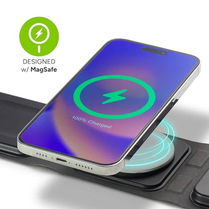 Mophie 3-in-1 Travel Charger with MagSafe - Portable Wireless Charging Hub, Compatible w/Apple Devices, iPhone 17/16/15/14/13/12 Series, Apple Watch Series 11 to 1 & Ultra, AirPods Pro/3rd Gen, Black - color: Black, style: Gen 1
