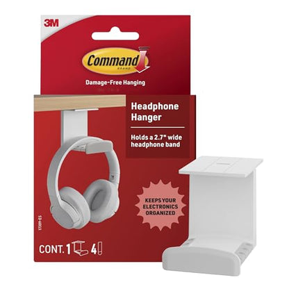 Command Headphone Hanger, 1 Hook, 4 Large Strips - color: White