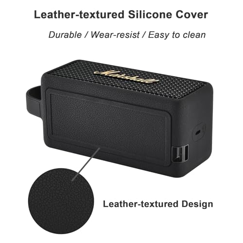 Silicone Protective Case Skin Cover Compatible with Marshall Emberton III Portable Bluetooth Speaker (Black)