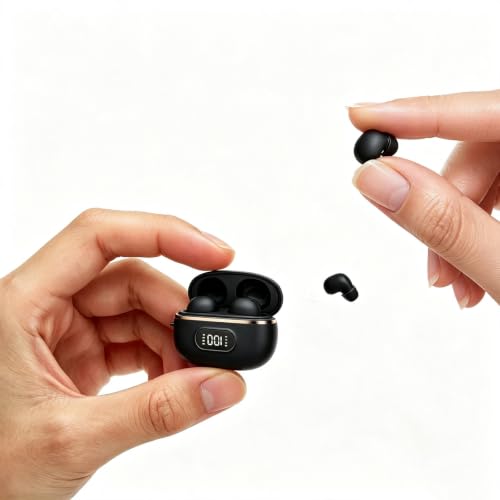 Xmenha Extra Small Invisible Mini Earbuds Wireless Bluetooth Small Invisible Ear Buds for Sleeping Smallest Headphones Tiny Micro Hidden Discreet Earbuds for Work - color: Black