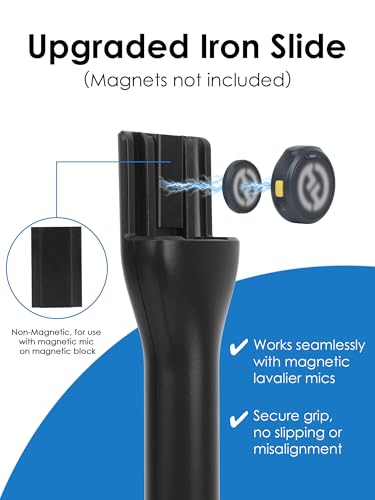 YOUSHARES Handheld Interview Microphone Holder for Hollyland Lark M2 - Iron Magnetic Slide Rail fits Hollyland Lark A1/MAX/150 & Rode/DJI Magnetic Lavalier Wireless Mics