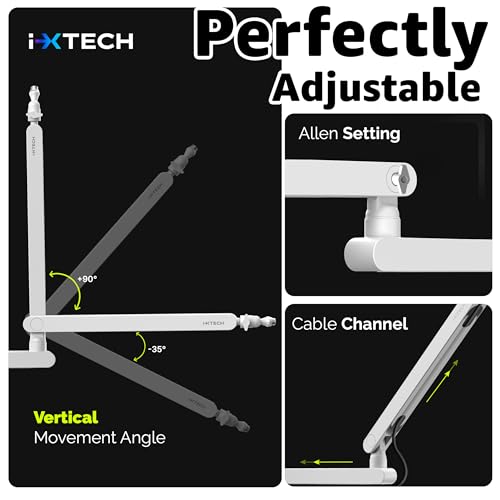 White Microphone Boom Arm Stand Low Profile Boom Arm Adjustable Mic Stand with Built In Cable Management 360° Swivel Mic Arm. - color: 2 LIZARD