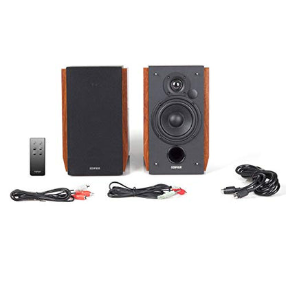 Edifier R1700BT Bluetooth Bookshelf Speaker - Active Near-Field Studio Monitors - Powered Speakers 2 Setup Wooden Enclosure - 66w RMS - color: black and walnut