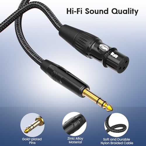 XLR to 1/4, TRS to XLR Female 3ft 1Packs, Quarter Inch (6.35mm) to XLR - size: 3ft 1Pack