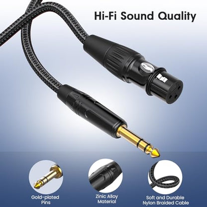 XLR to 1/4, TRS to XLR Female 3ft 1Packs, Quarter Inch (6.35mm) to XLR - size: 3ft 1Pack