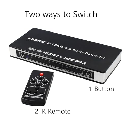 KAGO 4x1 HDMI Switch with eARC Audio Extractor - size: 4x1