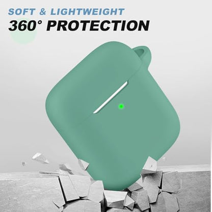 for AirPods 1/2 Case Cover,Come with Cleaner Kit,Soft Skin Silicone Case Cover with Keychain,Full Protective Case for Men and Women,Compatible with AirPods 2nd Generation Case,Pine Green - color: B4-Pine Green