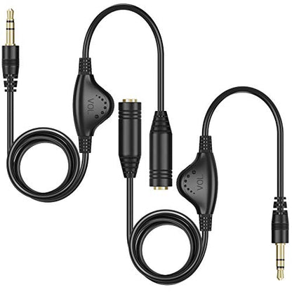 PChero 2 Packs 3.5mm Headphone Extension Cable with Volume Control, 3.3FT | Male to Female, Stereo Audio Jack Extender Aux Extension Adapter Cord, for Headset Earphones Smartphones Tablets MP3 Players - size: 3.3 ft, 2 Packs