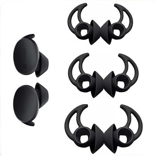 Replacement Ear Tips for Bose Sport Earbuds and Bose Free Earbuds, Silicone Wingtip Covers, Anti-Slip, Black, 3 Pairs