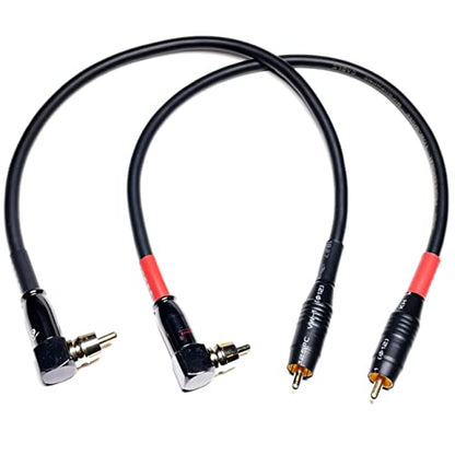 CESS-167-1f RCA Right Angle to Straight Type Male to Male Preamp Jumpers Patch Cable, 2 Pack (1 Foot) - size: 1 Foot
