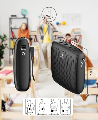 Mini Personal Wireless Voice Amplifier with 2 Bluetooth Microphones | Portable Microphone and Speaker,15W Rechargeable Pa Speaker System for Teachers, Coaches & Public Speaking