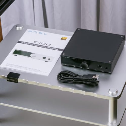 SMSL D100 HiFi Audio DAC Headphone Amplifier, ES9081 Chip XMOS XU-316 Desktop DAC, Full MQA DSD512 PCM768kHz, 4.4mm Balanced/6.35mm/RCA Output for PC Gaming Speakers