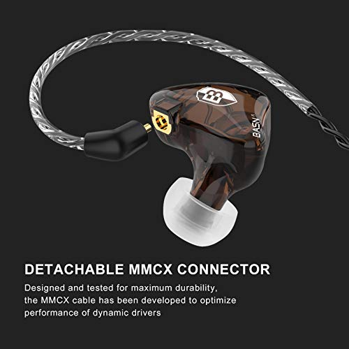 BASN Bsinger PRO in-Ear Monitors Hybrid Dynamic Dual Drivers Two Detachable MMCX Cables Musicians in-Ear Earbuds Headphones (Brown) - color: Brown