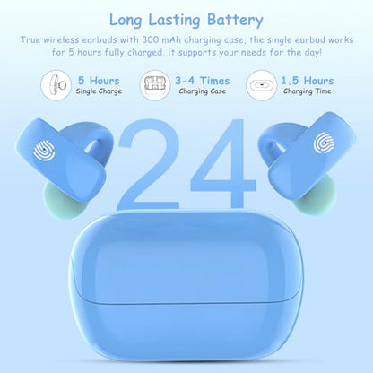 BANIGIPA Kids True Wireless Earbuds, Open Ear Headphones for Boy Girl Teen - color: Blue