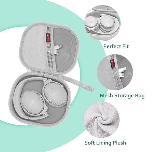 XANAD Hard Case for Bose QuietComfort, QC Ultra, QC 45, QC 35, QC45 SE, QC SE or Skullcandy Crusher Evo, Hesh ANC, Hesh Evo, Crusher ANC 2, Crusher, Riff 2 Noise Headphones (White) - color: Outer White+Inner White