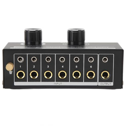 6 Input 1 Output Audio Switcher 6 in 1 Out Audio Selector Signal Selector No Power Required Gold Plated Metal 3.5mm .5mm Interfaces with Knob Switching for Phone Co