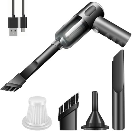 Compressed Air Duster Wireless Handheld Car Vacuum Cleaner, Air Blower 3 in 1 Electric Air Dusters Computer Vacuums Keyboard Cleaner Power Rechargeable Vacuum for Desk Home and Office Dust Cleaning