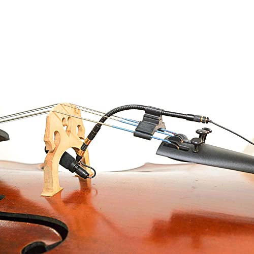 Professional Cello Microphone with 48V Phantom Power | External Rechargeable Power Supply Kit, Clip-On Condenser Mic, Flexible Gooseneck, XLR Wired Connect