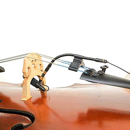 Professional Cello Microphone with 48V Phantom Power | External Rechargeable Power Supply Kit, Clip-On Condenser Mic, Flexible Gooseneck, XLR Wired Connect