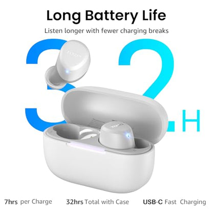 TOZO A1 Wireless Earbuds Bluetooth 5.3 Light Weight in Ear Headphones | IPX5 Waterproof, 2 Mics for AI Calls, Immersive Premium Sound Bass Ear buds with Charging Case, 32 Presets EQ via TOZO App - color: Matte White