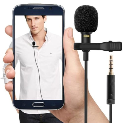 Holibanna Mini Lavalier Microphone 3.5mm Clip-on Omnidirectional Mic for Smartphones and Cameras with Hands-Free Recording and Easy to Carry Design, for Interviews and Webcasts