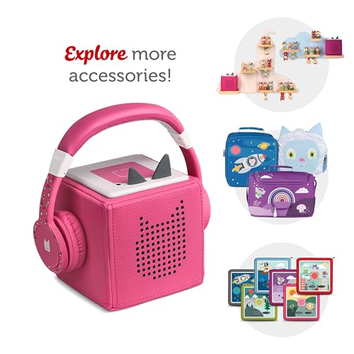 Tonies Foldable Wired Headphones for Kids - Comfortably Designed to fit On-Ear - Works with Toniebox 1 and All 3.5mm Devices - Pink - color: Pink